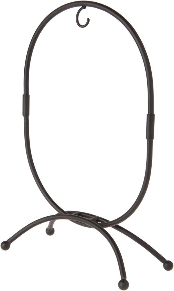 Bard's Black Wrought Iron Ornament Stand, Oval Shaped, 11" H x 7.25" W x 7.25" D