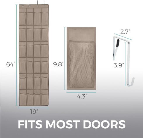 24 Closet Closets, 40 lbs HOME GENIE Over the Door Hanging Shoe Organizer, Breathable Mesh Pockets, Rack Storage
