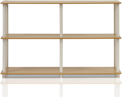 Furinno 3-Tier Double Size Storage Display Rack, Beech/White, Model 99130BE/WH