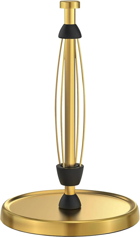 Paper Towel Holder Countertop, Gold Kitchen Accessories Decor, Stainless Steel, Weighted Base,