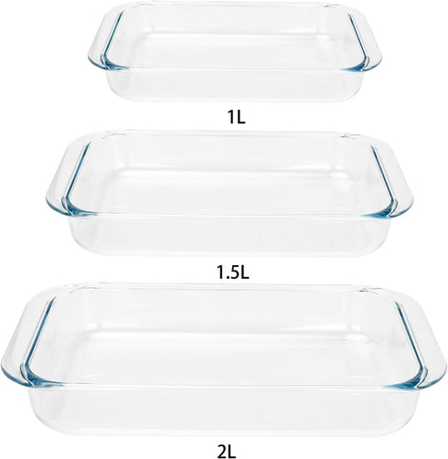 Set of 2, 1.5-Quart Tempered Glass Oblong Baking Dishes