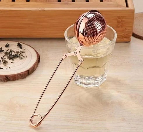 Haofy Tea Strainer, Stainless Steel Filter, Twisting Snap Ball Infuser for Loose Leaf Tea, Rose Gold