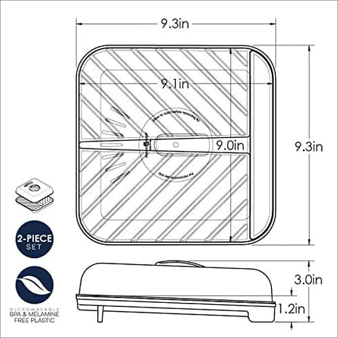Nordic Ware Slanted Bacon and Meat Tray with Lid, White