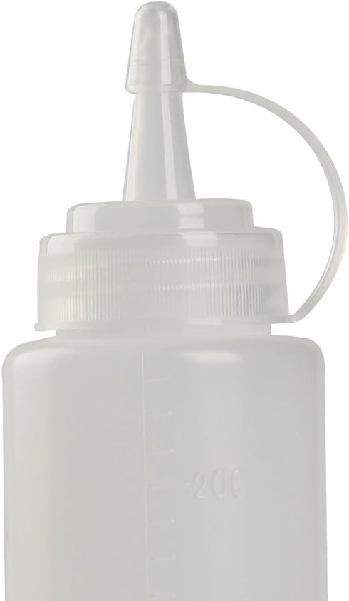 8 oz set (2) CHILDHOOD Squeeze Squirt Condiment Bottles with Cap - Transparent Plastic - for Ketchup Salad dressing