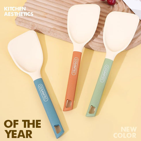 Silicone Mini Spatula with Stainless Steel Inner Core, Flexible Beveled Turner, Heat Resistant Cooking Utensils