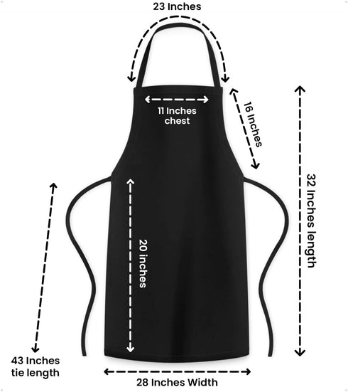 Unisex Bib Aprons - 100% Polyester Chef Apron with Extra Long Ties, Cooking Apron for Men Women
