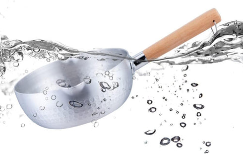 Hemoton Nonstick Saucepan, Stainless Steel Yukihira Pan, Small Traditional Japanese Sauce Pot with Wooden Handle