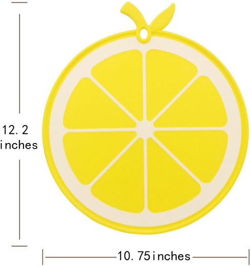 GUDEKIKL Fruit Shaped Plastic Cutting Board, Cartoon Lemon Pattern, 10.75x12.2in, Kitchen Chopping Board