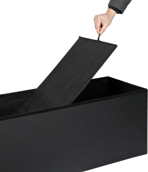 43 Inches LEMY Folding Ottoman Storage Bench, Foot Rest Stool with Wooden Divider&Large Storage Space, Leather