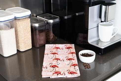 Colorful Flamingo Oven Mitt 2 Piece Set - Red Design for Kitchen Use