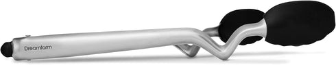 Dreamfarm Clongs Kitchen Cooking Tongs, 12" Black, Grippy Silicone & Stainless Steel, Click-Lock