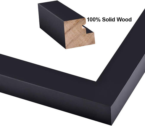 RPJC 5x7 inch Picture Frame, Solid Wood with High Definition Glass, Black, for 4x6 or 5x7 Photos