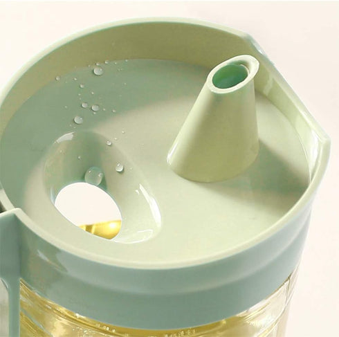 TENTA KITCHEN Oil Dispenser, Glass Bottle Cruet with No Drip Plastic Spout, 22Oz (Beige 1PC)