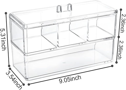 Qtip Holder Dispenser, 2 Layer Cotton Ball Holder for Bathroom Vanity Countertop Storage and Jewelry Organizer