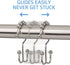 DAWNER Shower Curtain Hooks, Set of 12, Rust Proof Metal Easy Glide Double Rings, Brushed Nickel