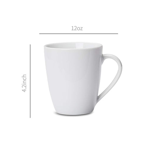 12 oz, 12 Count Amazon Basics Porcelain Heat Resistant Coffee Mugs, Microwave and Oven Safe, White