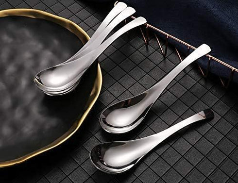 Soup Spoons, Stainless Steel Short Handle Spoons - Classic and Durable Soup Spoon, Set of 5