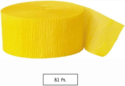 Yellow Crepe Paper Roll Streamer, 81 ft, Perfect for Parties & Events
