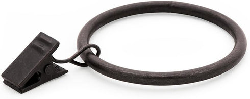 Ivilon Drapery Curtain Clips with Rings - Set of 14 Decorative Drapery Rings with Strong Clips, Oil Rubbed Bronze