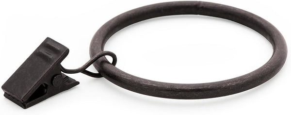 Ivilon Drapery Curtain Clips with Rings - Set of 14 Decorative Drapery Rings with Strong Clips, Oil Rubbed Bronze