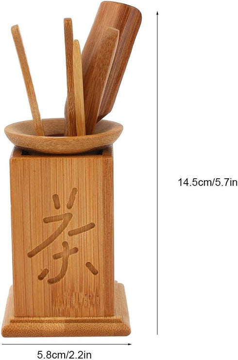 Bamboo Gongfu Set of 6, Chinese Ceremony Accessories with Bucket, Spoon, Scoop, Clip, Tea Gift Set