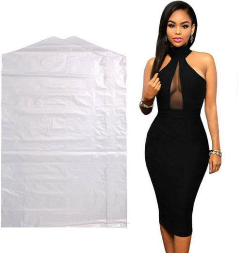 Pack of 50 Garment Bag Transparent Clothing Dust Cover for Dustproof Hanging Clothes, Suit Dress Jacket Cover for