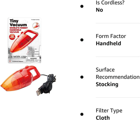 Playmaker Toys World's Tiniest Vacuum - USB Powered, Strong Suction Power, Includes Brush Attachment by Playmaker Toys