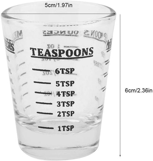 Maxmartt Measuring Shot Glass, 1 oz, 30ml, Small Glass Measuring Cup with Ounces Milliliters