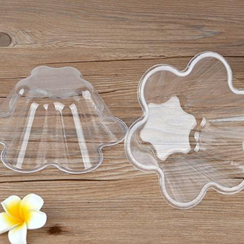 SOUJOY 100 Pack Ice Cream Cup, 8.5Oz Clear Flower Shape Disposable Dessert Serving Bowl