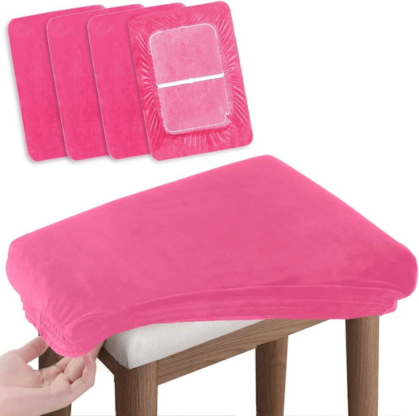 SINOSSO Vanity Stool Covers Set of 4, Super Soft Velvet Stretch Washable