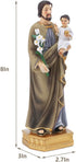 Galiyen St. Joseph and Child Jesus Statues, Hand-Crafted 8 Inch Resin Figurines, Catholic Religious Decoration