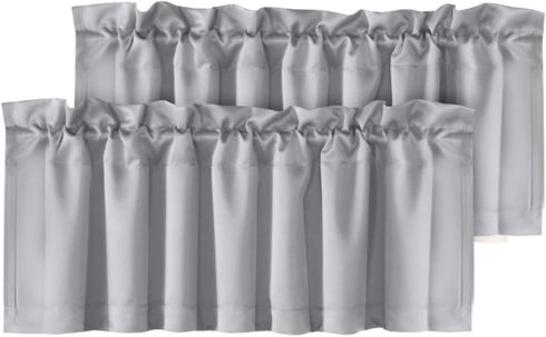 H.VERSAILTEX 2 Panels Blackout Curtain Valances for Kitchen/Bathroom/Living Room/Bedroom, 52" W x 18" L, Dove Gray