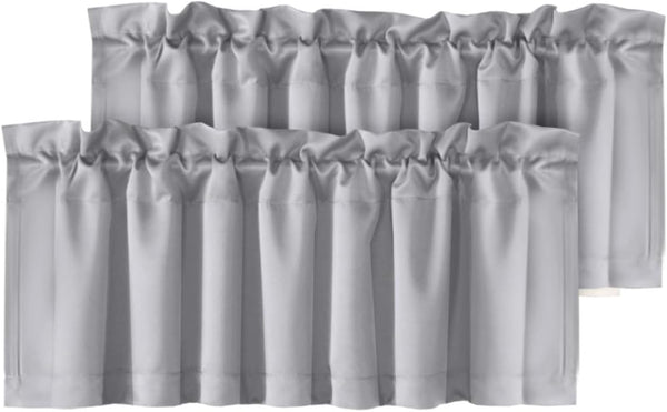 H.VERSAILTEX 2 Panels Blackout Curtain Valances for Kitchen/Bathroom/Living Room/Bedroom, 52" W x 18" L, Dove Gray