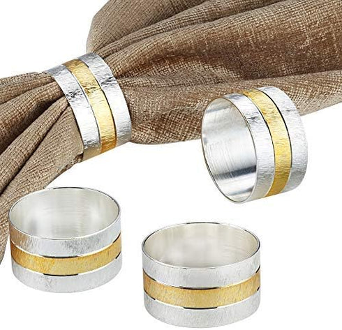Accmor Metal Gold Round Napkin Rings, Set of 4 for Table Decorations, Wedding, Dinner, Party
