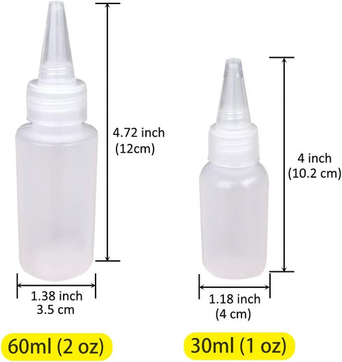 24pcs Plastic Squeeze Bottles with Twist Cap, 12pcs 30ml & 12pcs 60ml for Cookie Decorating Supplies