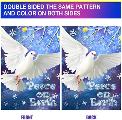 Winter Bird Peace on Earth Flags for Outdoors 28 x 40 Double Sided, Winter Outdoor House Flag for Lawn