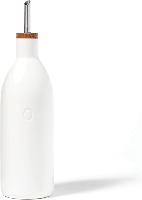 Fox Run White Ceramic Oil Bottle, 17 oz/500 ML Olive Oil Dispenser