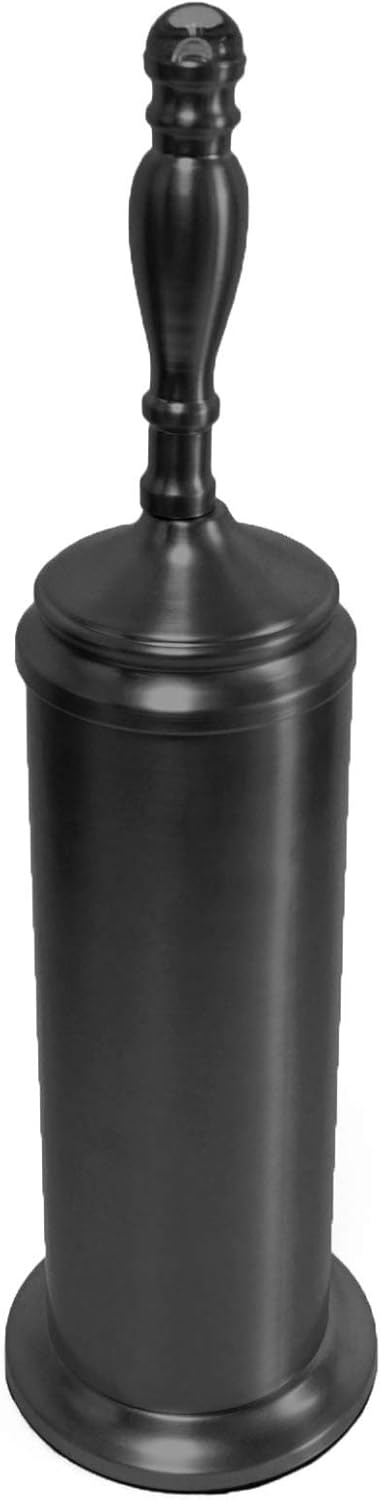 Splash Home Buena Stainless Steel Toilet Brush with Holder, Bowl Scrubber with Durable Cleaning Bristles, Hidden Brush with Splash Protective Disc Design - Black Nickel by Splash Home