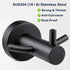 Pack of 2 SUS304 Stainless Steel Matte Black Wall Mounted Towel Hooks for Bathroom Shower Kitchen Cabinet Closet Door