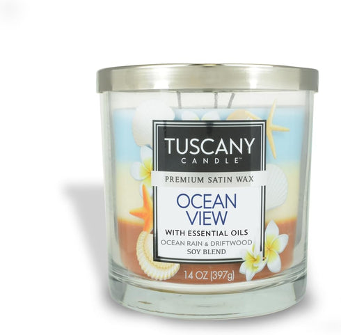 Tuscany Candle Ocean View Scented Candle, Driftwood & Rain, 14 oz