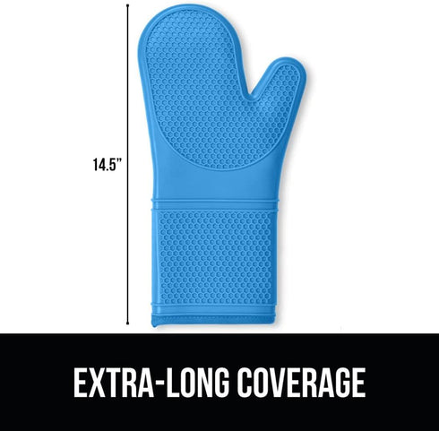 Gorilla Grip Heat and Slip Resistant Silicone Oven Mitts Set, 14.5 in, Extra Long Thick Gloves