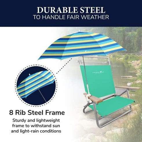 Adjustable Beach Chair Umbrella with UV Protection