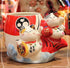 EatingBiting Fortune Japanese Lucky Beckoning Cats Maneki Neko Flower Pot Vase Pen Holder, Ceramic Pencil Holder