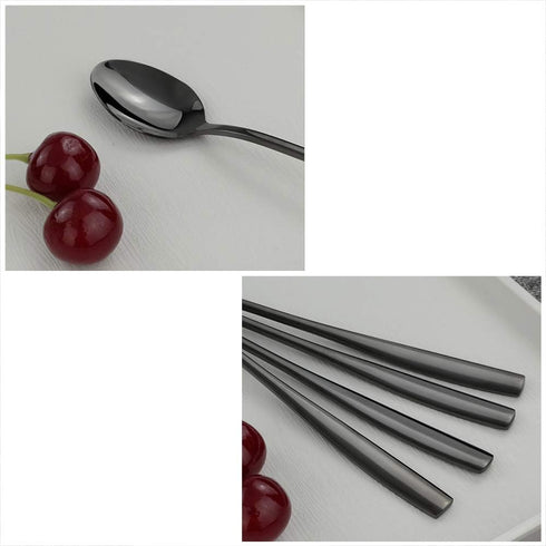 Black Stainless Steel Iced Tea Spoon, Long Handle Stirring Spoon, Set of 8