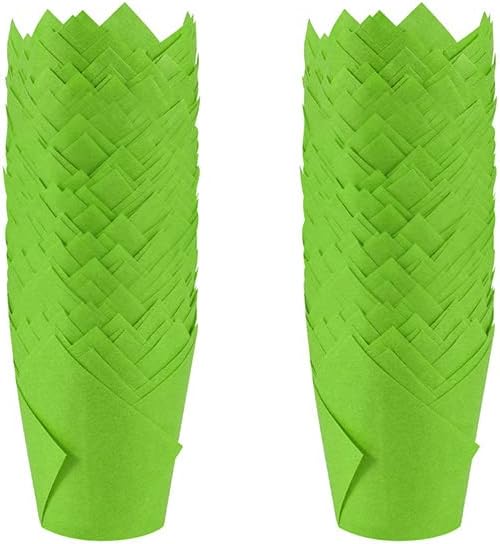 Green Cupcake Liners 100Count, Standard Tulip Paper Baking Cups, Greaseproof Muffin for Wedding Birthday Christmas