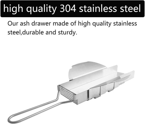Upgrade Slid Out Ash Drawer for Big Green Egg Accessories Ash Clean Tool, Green Egg Replacement Parts, Stainless