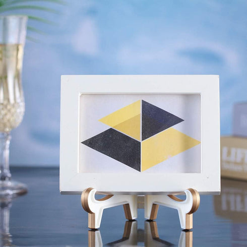 Artliving 2 Pack 5inch White Gold Acrylic Easels - Display Stand Holders for Pictures, Decorative Plates, and Artworks