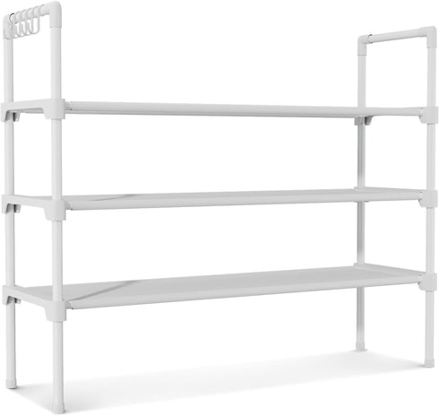 3 Closet, 5 LANTEFUL Tier Shoe Rack for Shoe Organizer with Hooks, Long Shoe Shelf Storage for Shoe and Boot Stackable