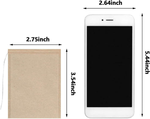 100Pcs Disposable Tea Bags for Loose Leaf Tea, Empty Unbleached Filter Bags with Drawstring, 100% Natural Wood Pulp
