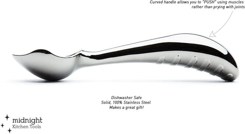 Midnight Scoop - Ergonomic Stainless Steel Ice Cream Scoop | Heavy-Duty, Easy-to-Use, and Dishwasher-Safe |